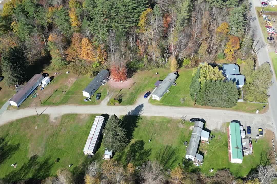 Aerial view of a mobile home community